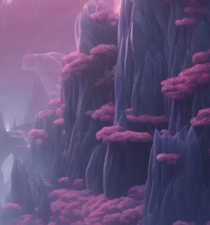 Computer generated cliff with plants