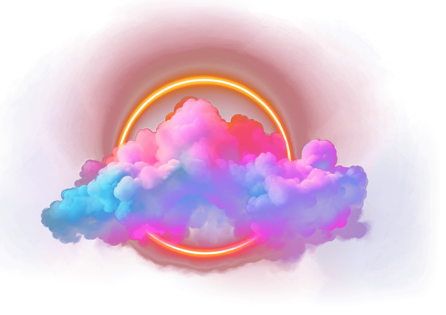 neon clouds with bring orange ring